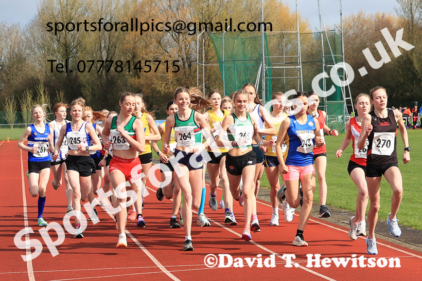 Girls Under-15s Young Athletes 5k, 2026 Northern Mens 12 and Womens 6 Stage Road Relays and Young Athletes 5k, Sheepmount Stadium, Carlisle. Photo: David T. Hewitson/Sports for All Pics